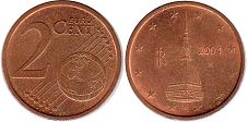 pièce de monnaie Italy 2 euro cent 2004
