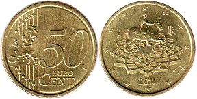 pièce de monnaie Italy 50 euro cent 2015