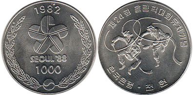 coin Korea South 1000 wona 1982