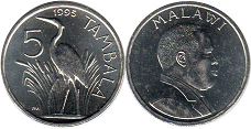 coin Malawi 5 tambala 1995 
