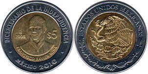 coin Mexico 5 pesos 2008