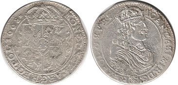 coin Poland ort 1668