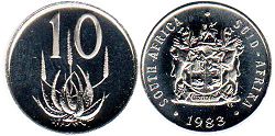 coin South Africa 10 cents 1983