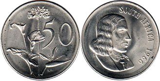 coin South Africa 50 cents 1966