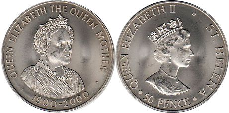 coin Saint Helena Island 50 pence 2000