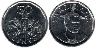 coin Swaziland 50 cents 2015