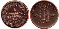 mynt Sverige 1/3 skilling 1852