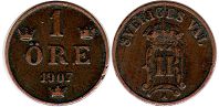 mynt Sverige 1 öre 1907