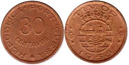 coin Timor 30 centavos 1958