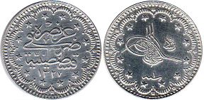 coin Turkey 5 kurush 1909
