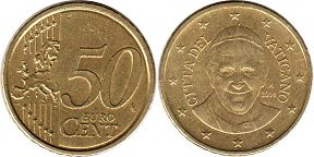 moneda Vaticano 50 euro cent 2014