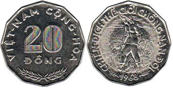 coin South Viet Nam 20 dong 1968
