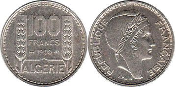 coin 100 FRANCS ALGERIE 1950