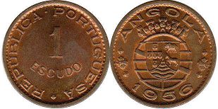 coin Angola 1 ecudo 1956