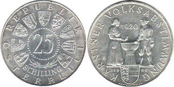 coin Austria 25 schilling 1960