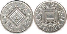Münze Österreich 1/2 Schilling 1925