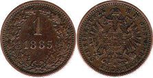 coin Austrian Empire 1 kreuzer 1885