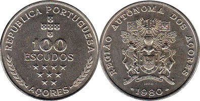 coin Azores 100 escudos 1980