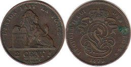 pièce Belgique 2 centimes 1873
