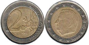 mince Belgie 2 euro 2000