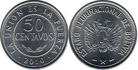 coin Bolivia 50 centavos 2010