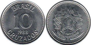 coin Brazil 10 cruzados 1988
