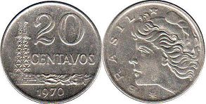 coin Brazil 20 centavos 1970