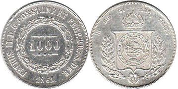 moeda brasil 1000 reis 1861