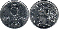 moeda brasil 5 centavos 1969