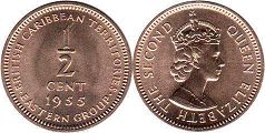 coin British Caribbean Territories 1/2 cent 1955