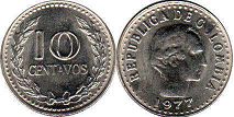 coin Colombia 10 centavos 1977