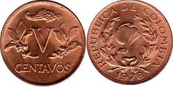 coin Colombia 5 centavos 1978