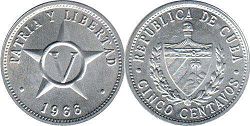 moneda Cuba 5 centavos 1966
