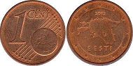 pièce Estonie 1 euro cent 2012