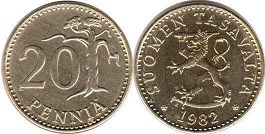 mynt Finland 20 pennia 1982