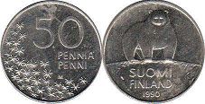 coin Finland 50 pennia 1990