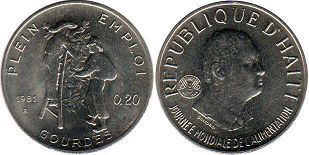 coin Haiti 20 centimes 1981