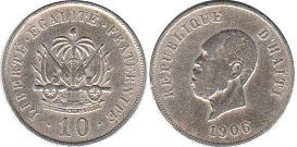 coin Haiti 10 centimes 1906
