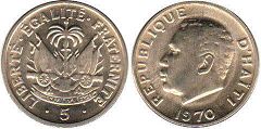 piece Haiti 5 centimes 1970