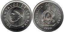 moneda Honduras 20 centavos 1999