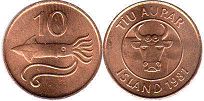 coin Iceland 10 aurar 1981