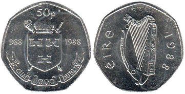 coin Ireland 50 pence 1988
