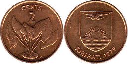 coin Kiribati 2 cents 1979