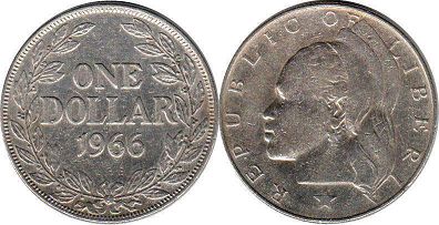 coin Liberia 1 dollar 1966