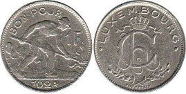 piece Luxembourg 1 franc 1924
