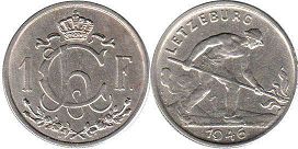 piece Luxembourg 1 franc 1946