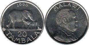 coin Malawi 20 tambala 1996 