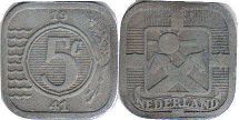 monnaie Pays-Bas 5 cents 1941