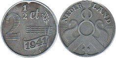 monnaie Pays-Bas 2.5 cents 1941