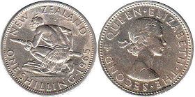 coin New Zealand 1 shilling 1965
